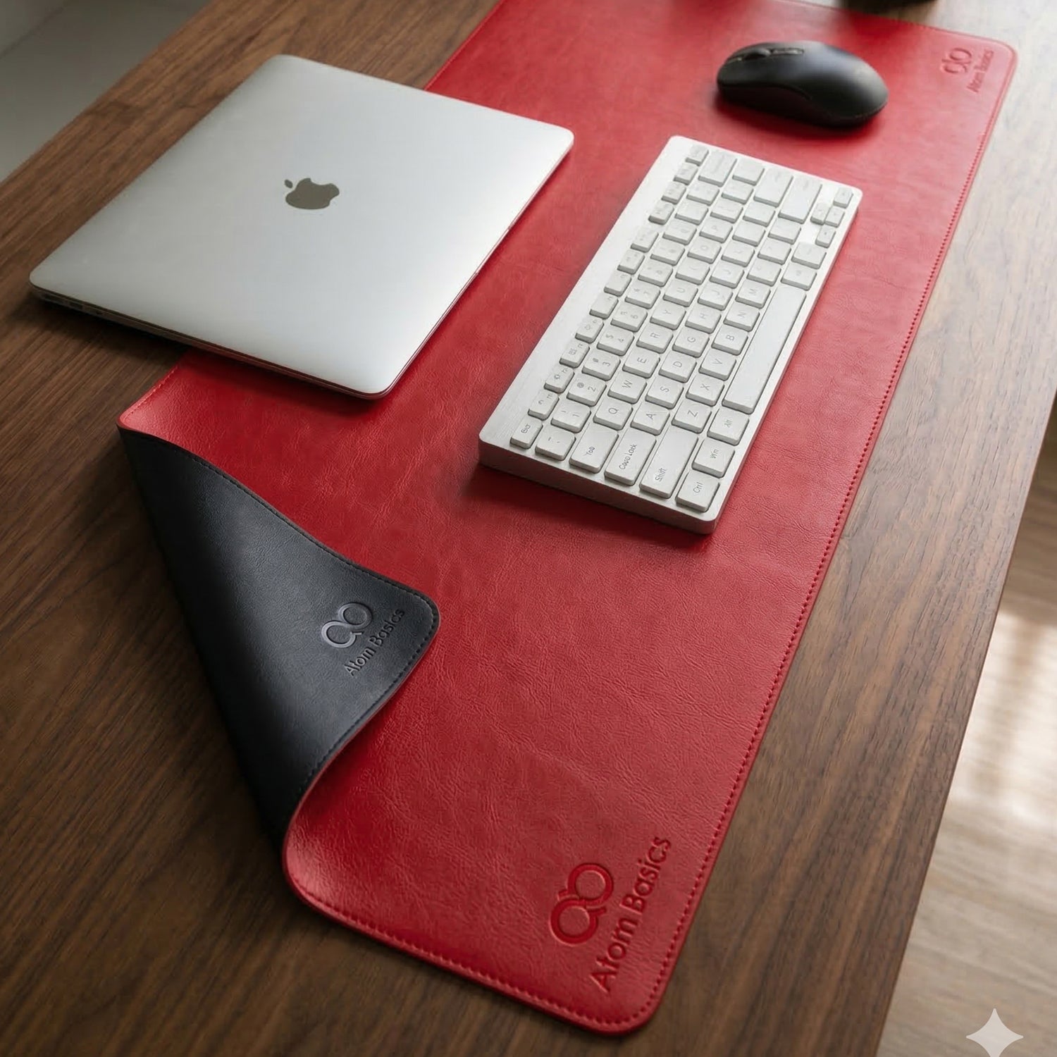 Atom Basics Premium Desk Mat – Dual Tone Executive Edition - Red & Black