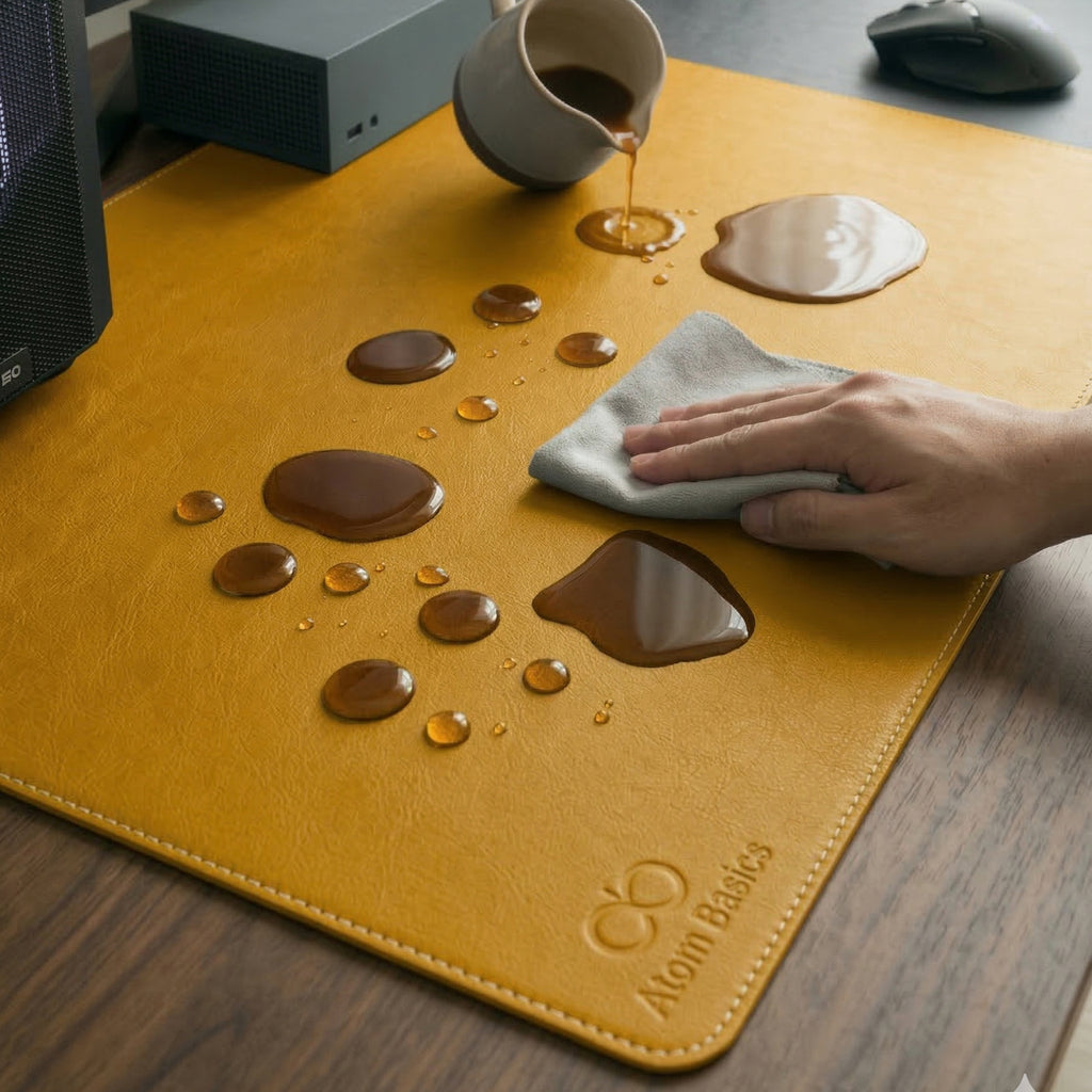 Atom Basics Premium Desk Mat – Dual Tone Executive Edition - Blue & yellow