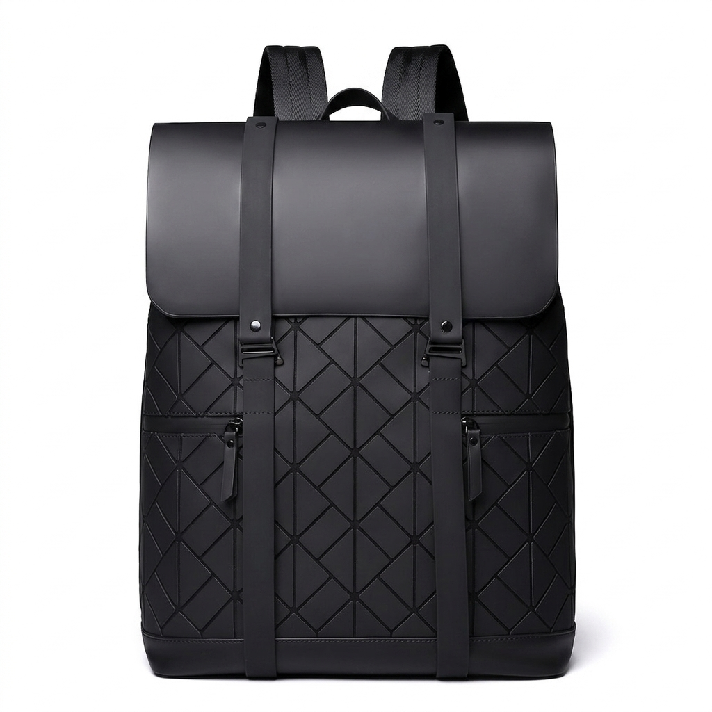 Atom Basics LuxeGrid Flap Backpack - Grey and Black Check