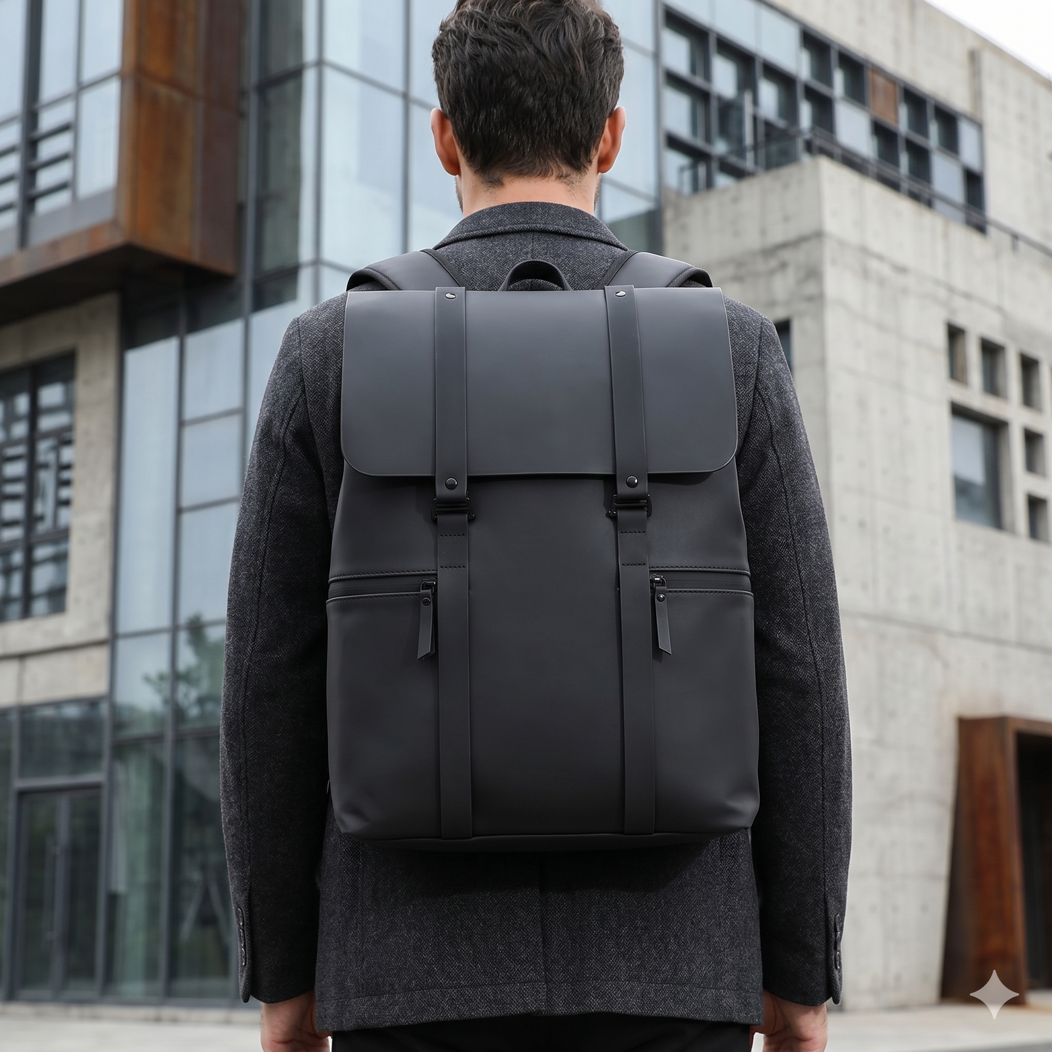 Atom Basics LuxeGrid Flap Backpack - Black