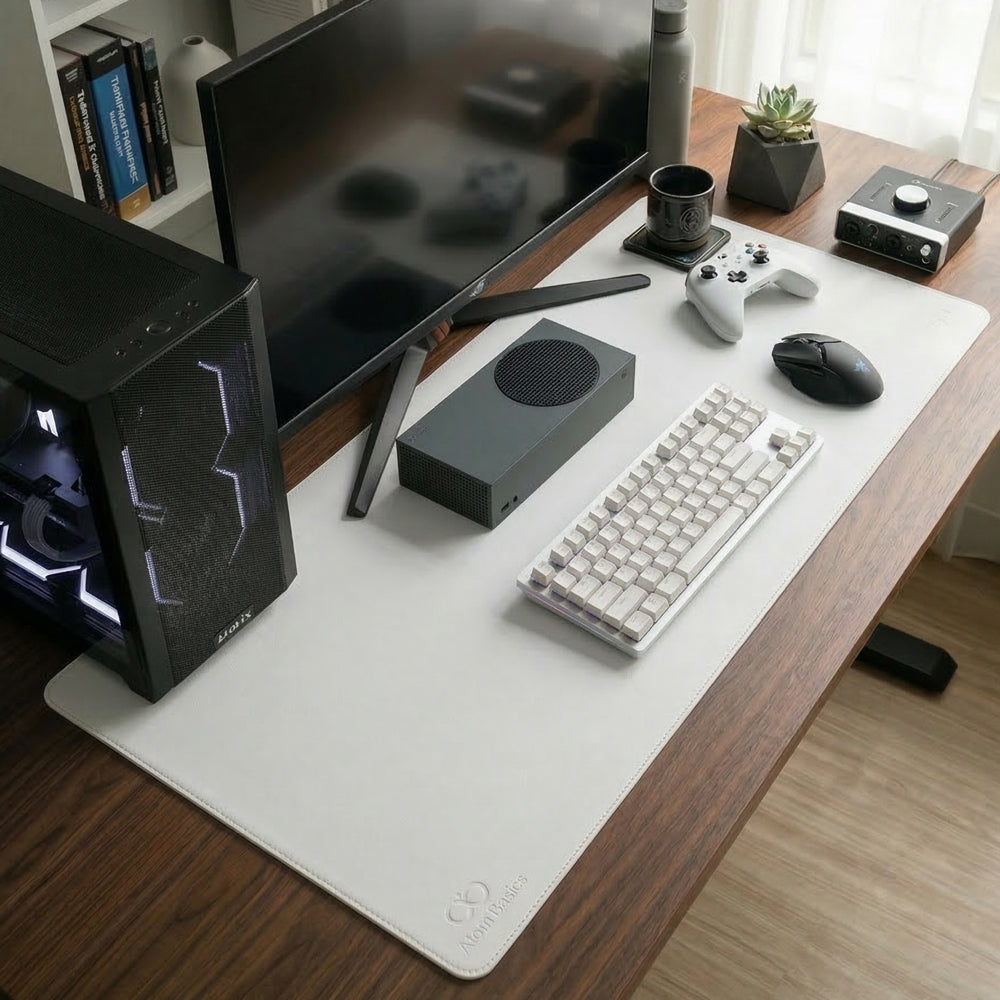 Atom Basics Premium Desk Mat – Dual Tone Executive Edition - White & Black