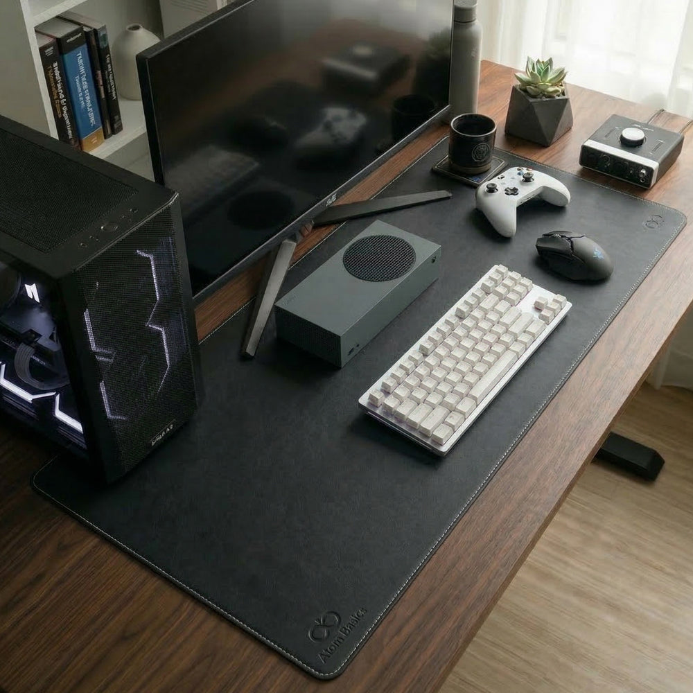 Atom Basics Premium Desk Mat – Dual Tone Executive Edition - White & Black