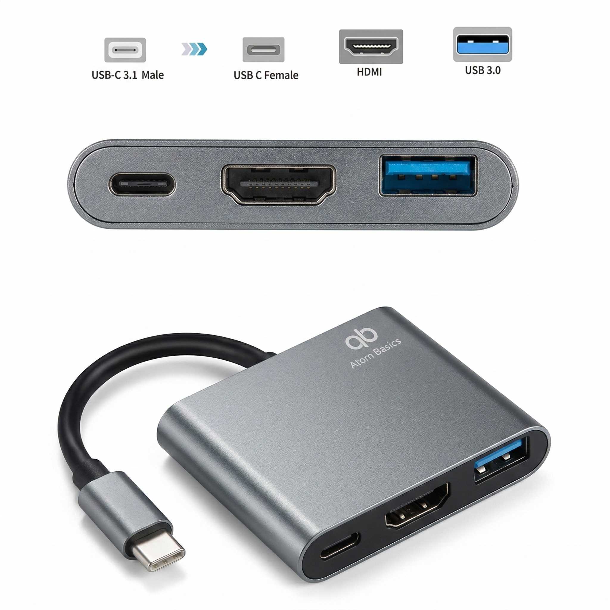 Atom Basics USB-C Multiport Adapter