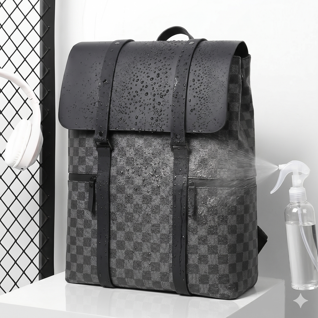 Atom Basics LuxeGrid Flap Backpack - Grey And Black WIth Check
