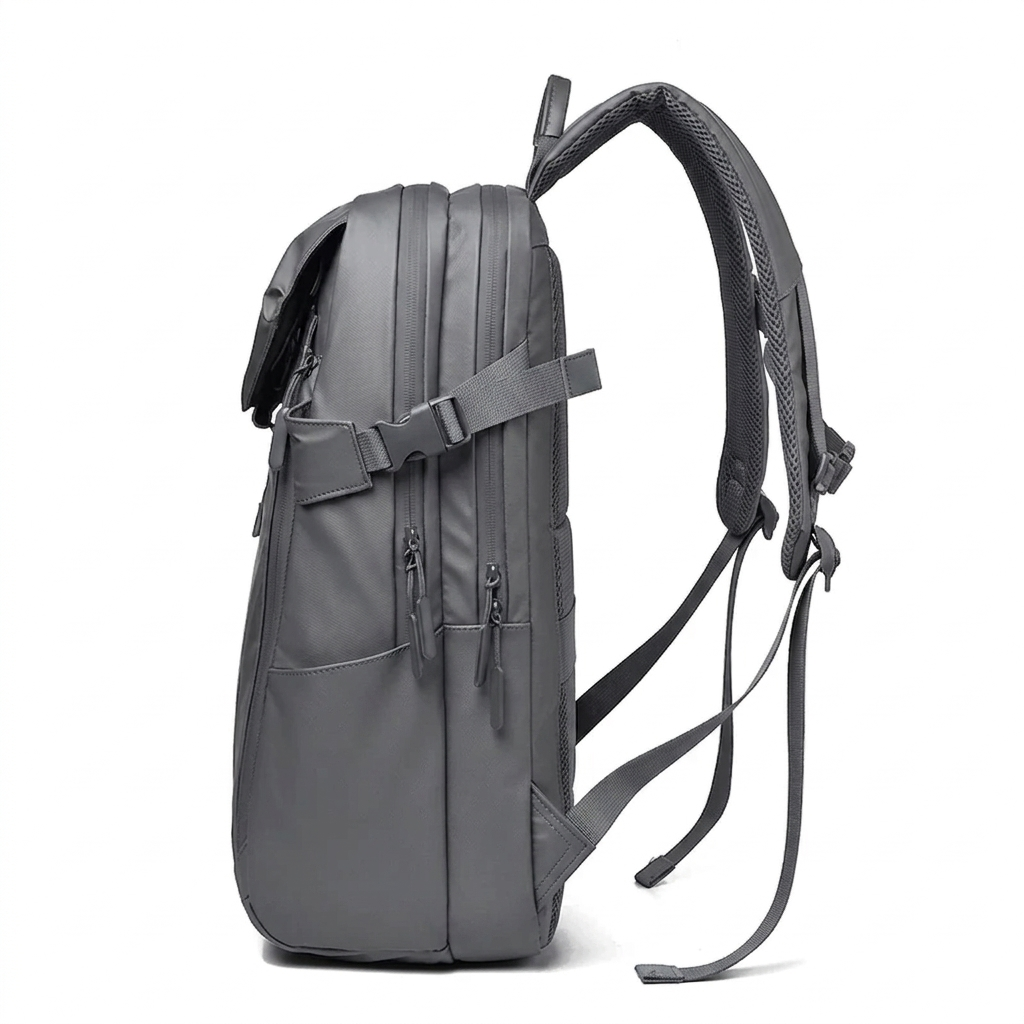Atom Basics Grey Backpack with Purple Strap