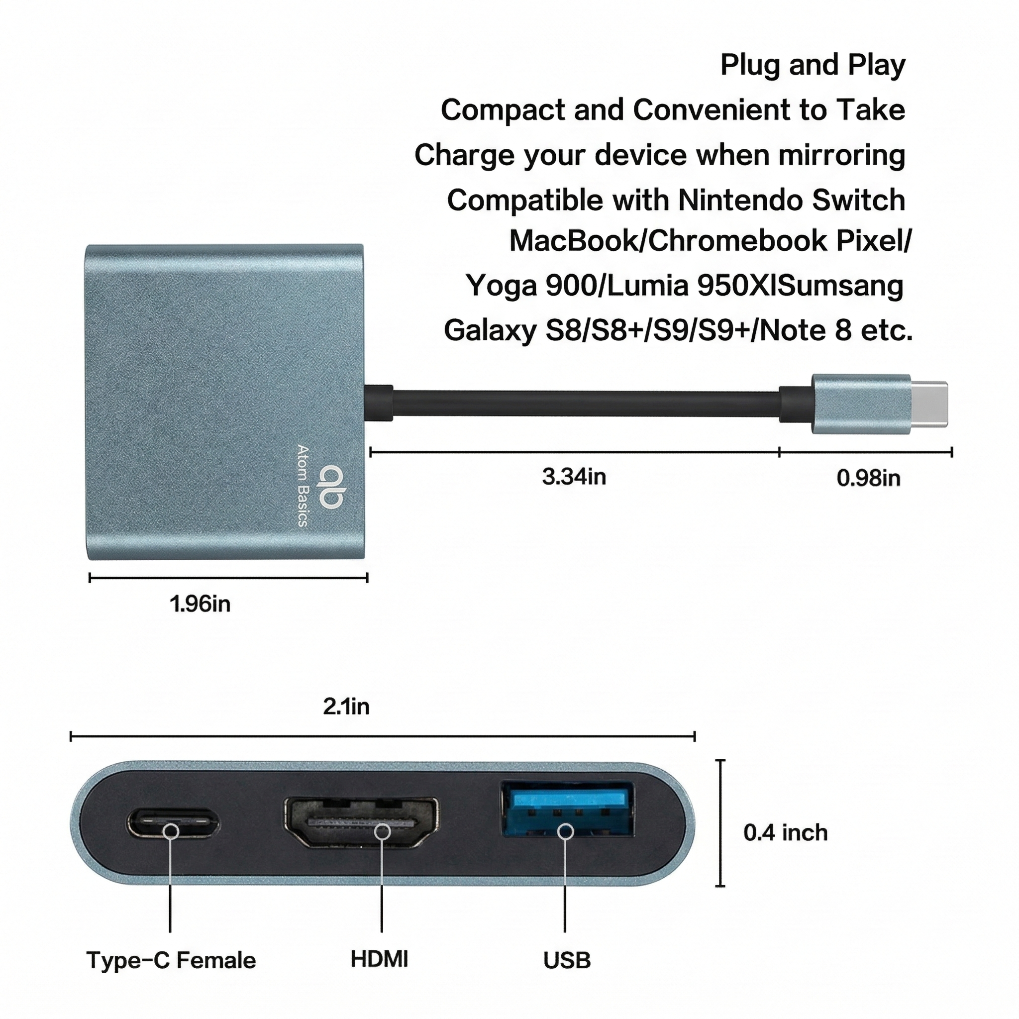 Atom Basics USB-C Multiport Adapter