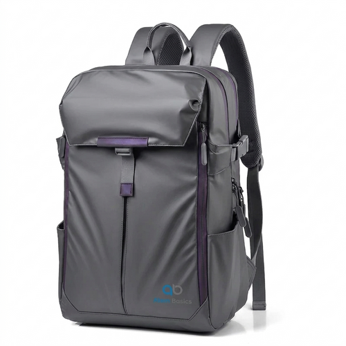 Atom Basics Grey Backpack with Purple Strap