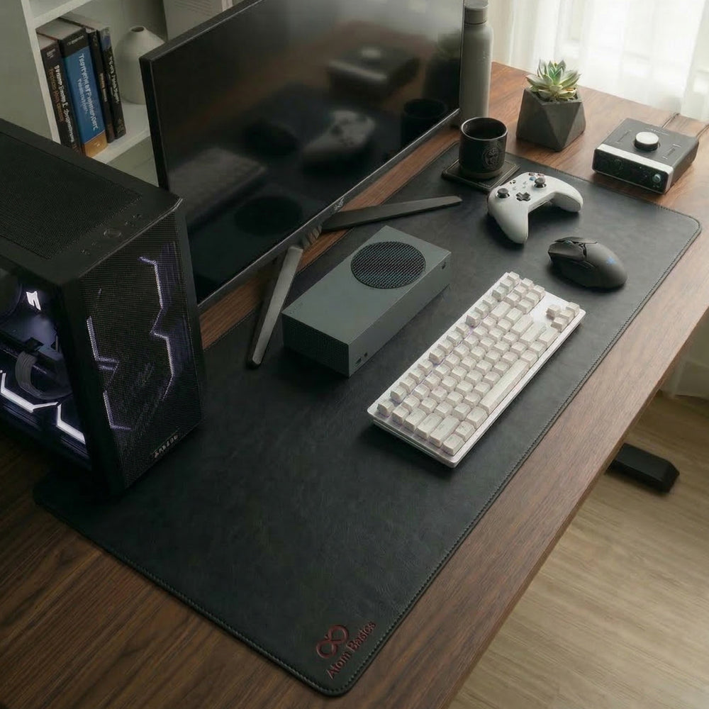 Atom Basics Premium Desk Mat – Dual Tone Executive Edition - Red & Black