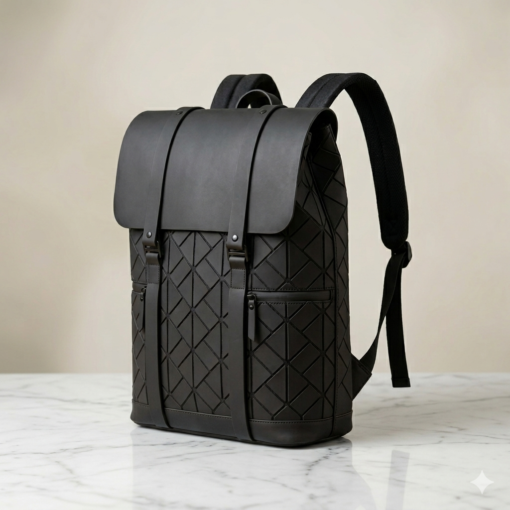 Atom Basics LuxeGrid Flap Backpack - Grey and Black Check