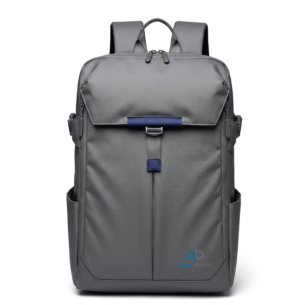 Atom Basics Grey Backpack with Purple Strap
