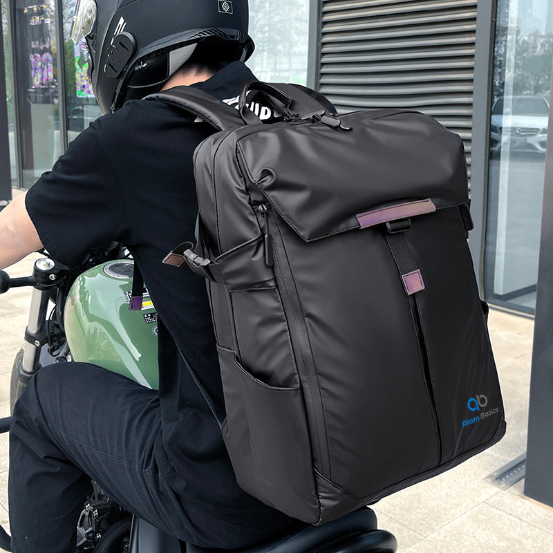 Atom Basics Black Backpack with Purple Strap
